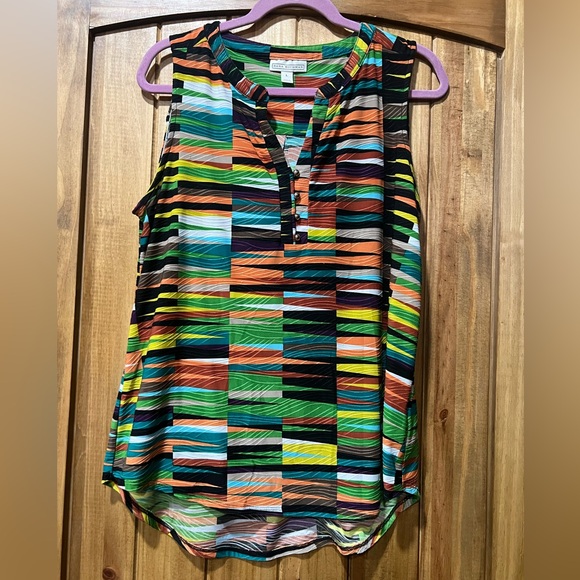 Dana Buchman Colorful Striped Sleeveless Blouse - Picture 1 of 3